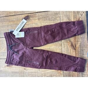 New Ring of Fire Boys Burgundy Moto Jogger Pants Size 4